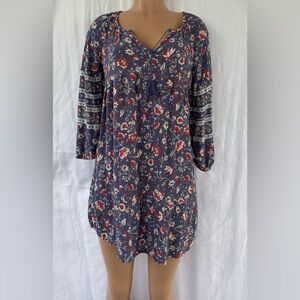 Old Navy Size M  MINI SWING Light BLUE PRINT Dress With Ties